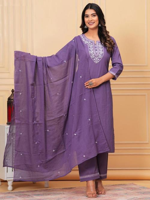 women three quarter sleeve kurta pant with dupatta set - 21966724 - Very Small Image - 1