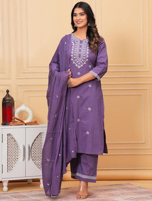 women three quarter sleeve kurta pant with dupatta set - 21966736 - Very Small Image - 1