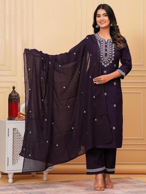 women three quarter sleeve kurta pant with dupatta set - 21966738 - Very Small Image - 1