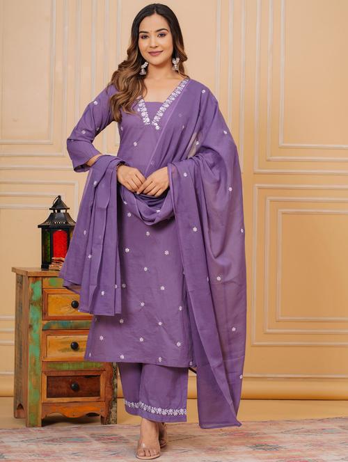 women three quarter sleeve kurta pant with dupatta set - 21966742 - Very Small Image - 1