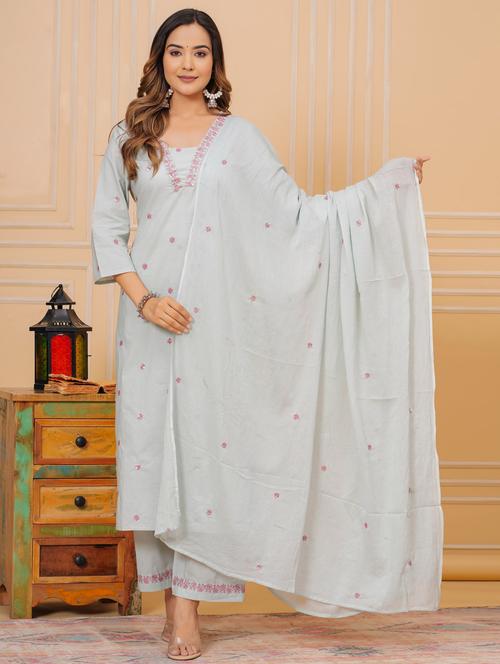 women three quarter sleeve kurta pant with dupatta set - 21966748 - Very Small Image - 1