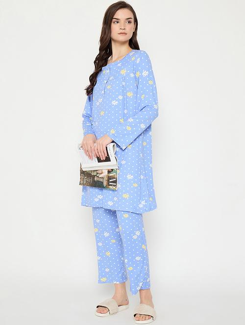 women printed long sleeve nightwear pyjama set - 21966790 - Very Small Image - 1