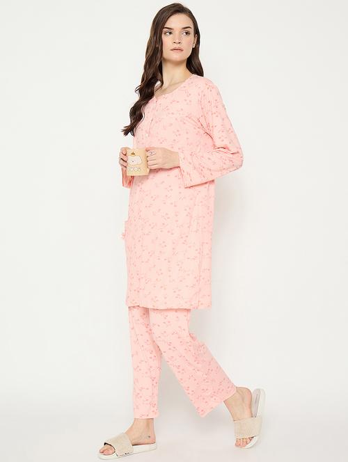 women printed long sleeve nightwear pyjama set - 21966792 - Very Small Image - 1