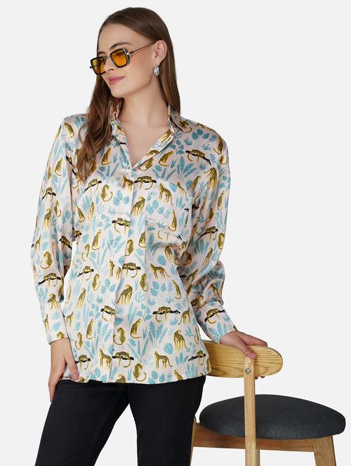 women printed collared long sleeve shirt - 21966835 - Very Small Image - 1