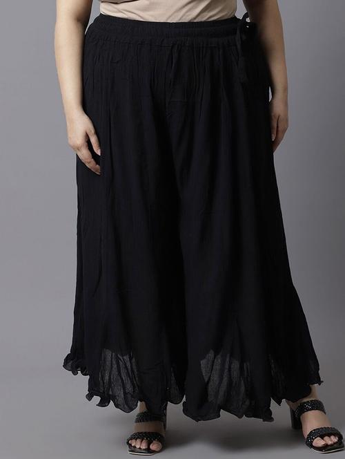 women plus size solid mid rise flared palazzo - 21966997 - Very Small Image - 1