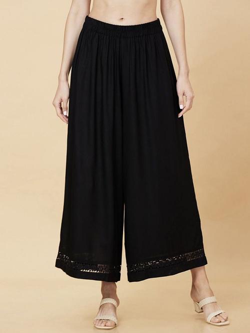 women solid mid rise flared palazzo - 21966999 - Very Small Image - 1