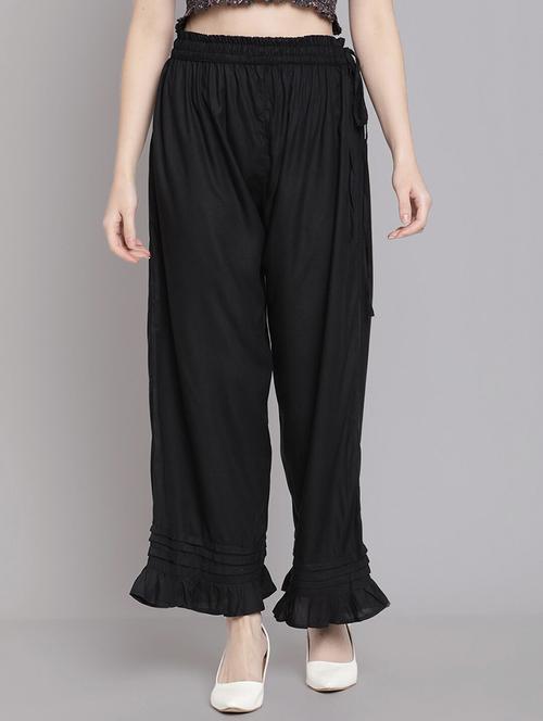 women solid high rise straight palazzo - 21967011 - Very Small Image - 1