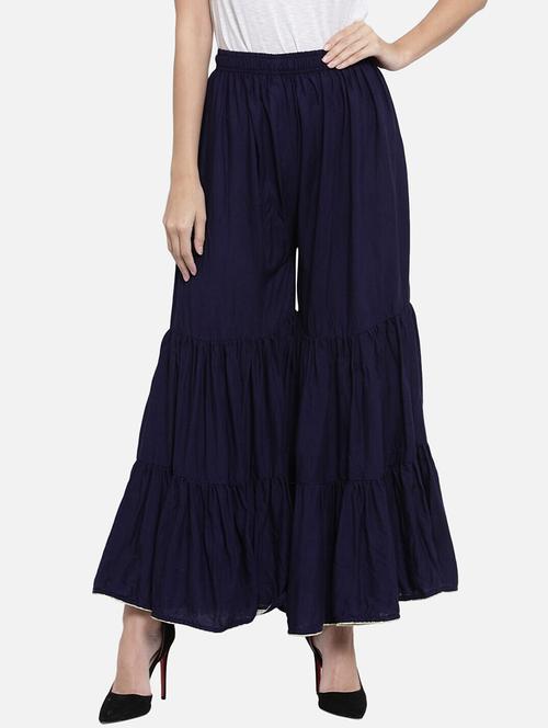 women navy blue solid mid rise sharara - 21967023 - Very Small Image - 1