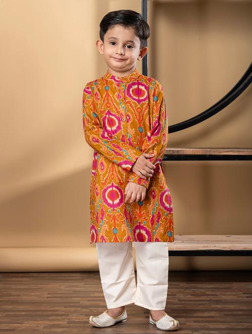 boys printed long sleeve kurta & pyjama set - 21967222 - Very Small Image - 1