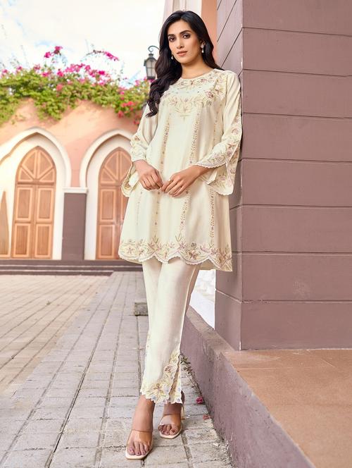women embroidered long sleeve ethnic co-ord set - 21967257 - Very Small Image - 1
