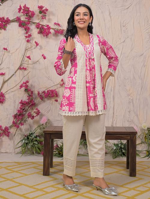 women pink long sleeve ethnic co-ord set - 21967264 - Very Small Image - 1