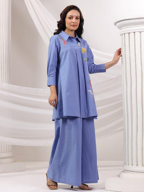 women embroidered long sleeve ethnic co-ord set - 21967269 - Very Small Image - 1