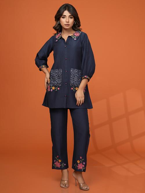 women embroidered three quarter sleeve ethnic co ord set - 21967273 - Very Small Image - 1