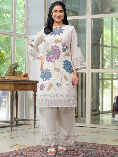 women floral long sleeve kurta pant set - 21967375 - Very Small Image - 1