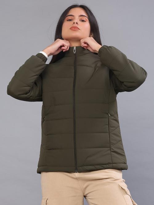 women solid long sleeve puffer jacket - 21967933 - Very Small Image - 1