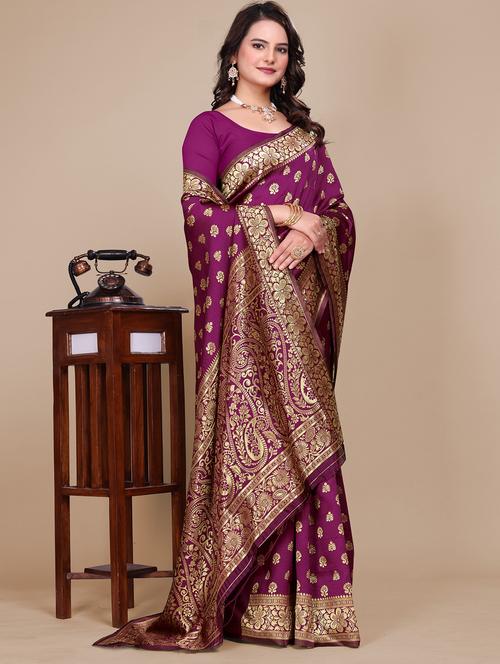 women self design banarasi saree with blouse - 21967987 - Very Small Image - 1