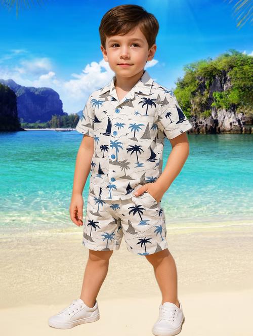 boys printed shirt & shorts co-ord set - 21968046 - Very Small Image - 1
