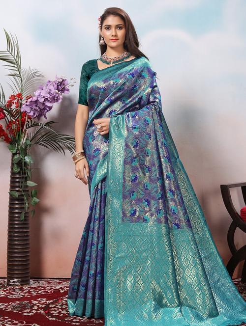 women self design banarasi saree with blouse - 21968092 - Very Small Image - 1