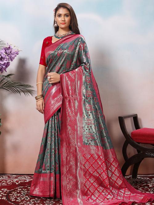 women self design banarasi saree with blouse - 21968096 - Very Small Image - 1