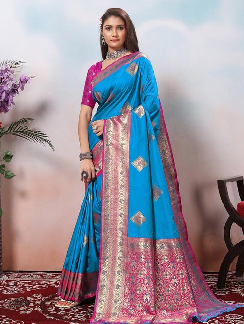 women self design banarasi saree with blouse - 21968098 - Very Small Image - 1