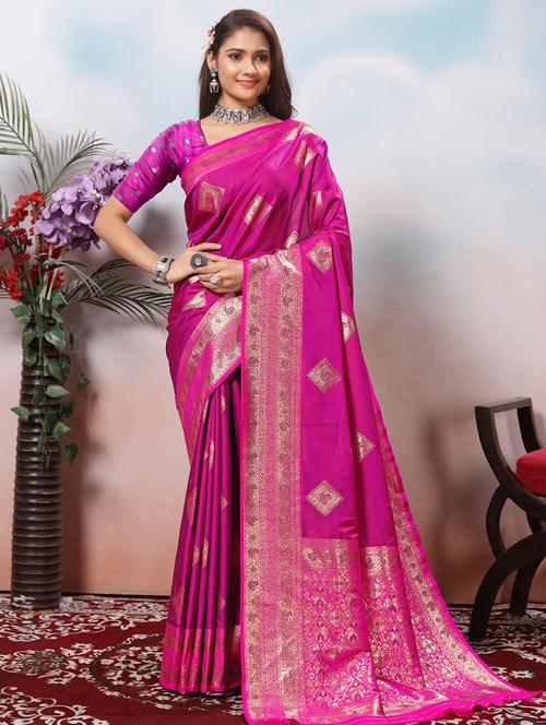 women self design banarasi saree with blouse - 21968100 - Very Small Image - 1