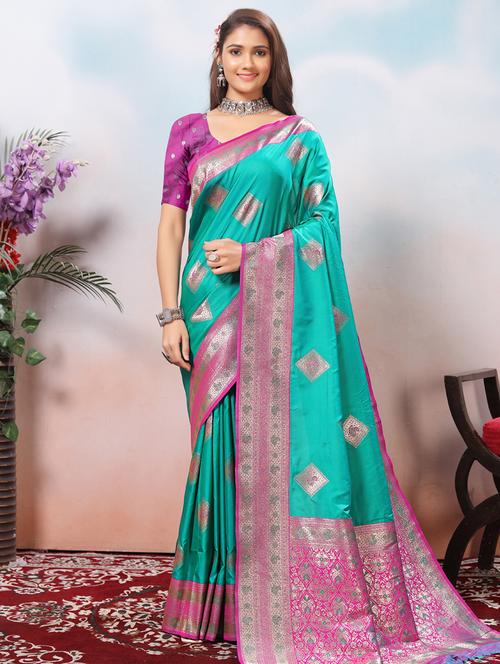 women self design banarasi saree with blouse - 21968103 - Very Small Image - 1