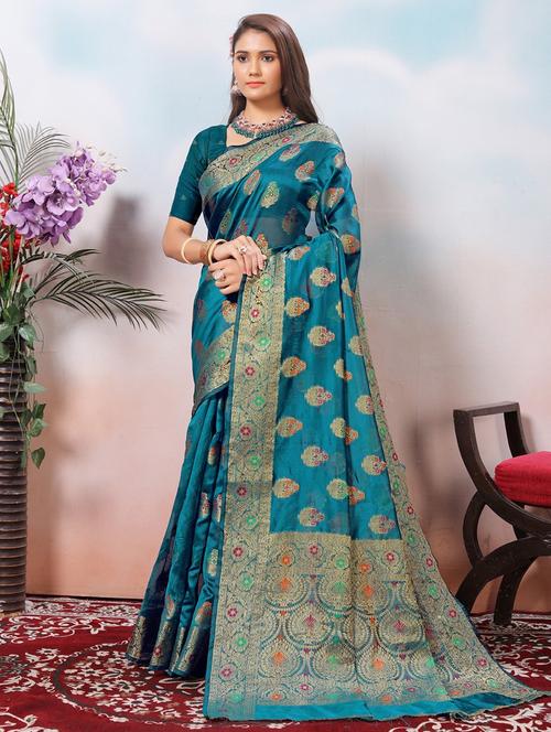 women self design banarasi saree with blouse - 21968107 - Very Small Image - 1