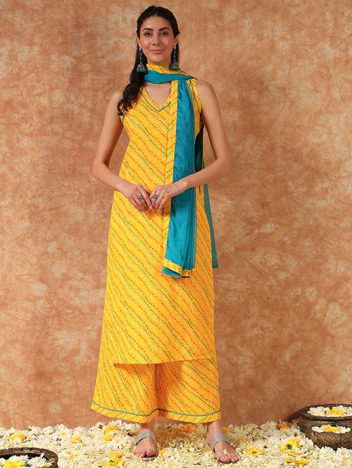 women printed kurta aand palazzo with dupatta set - 21968130 - Very Small Image - 1