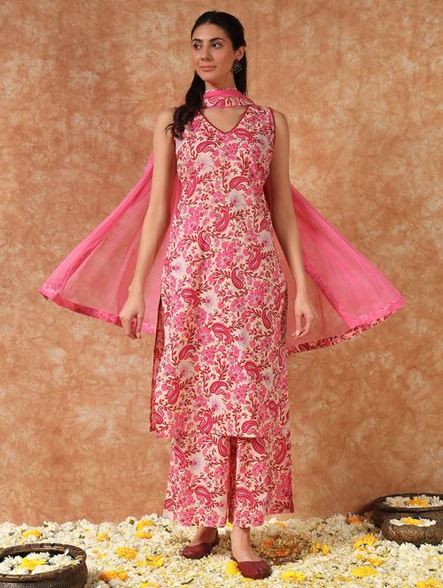 women floral print kurta aand palazzo with dupatta set - 21968131 - Very Small Image - 1