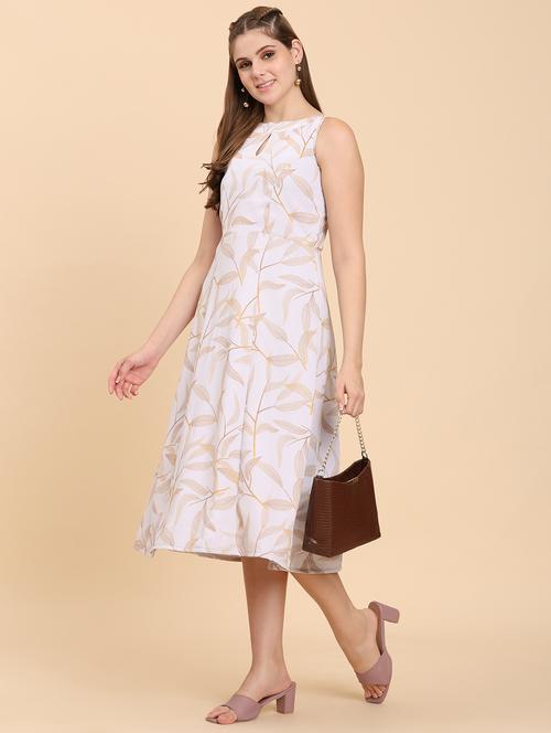 women printed sleeveless a-line dress - 21968328 - Very Small Image - 1