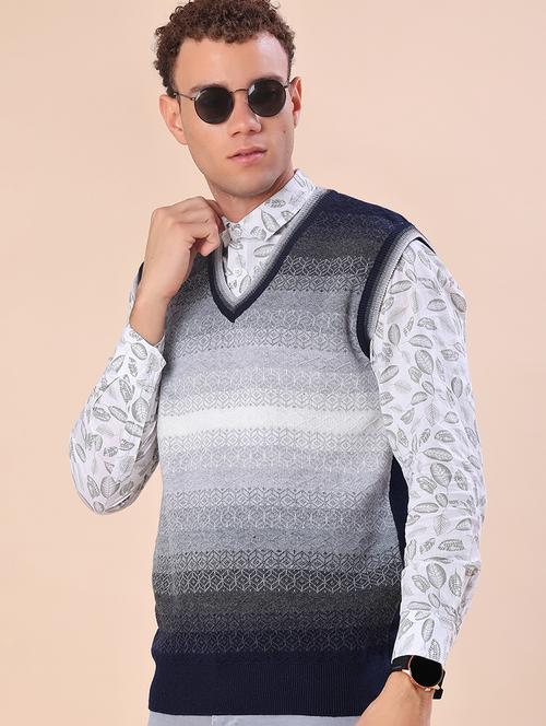 men self design sleeveless regular fit pullover - 21968379 - Very Small Image - 1