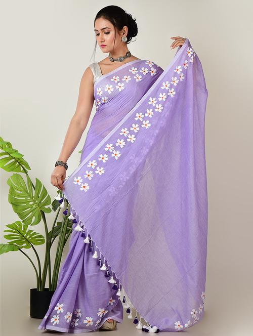women floral bordered saree with blouse - 21968640 - Very Small Image - 1