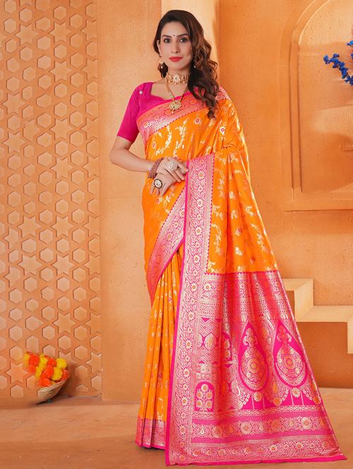 women self design banarasi saree with blouse - 21968649 - Very Small Image - 1