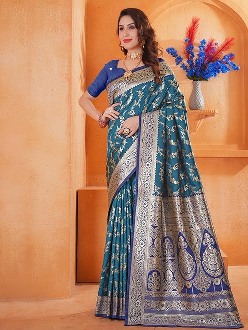 women self design banarasi saree with blouse - 21968653 - Very Small Image - 1