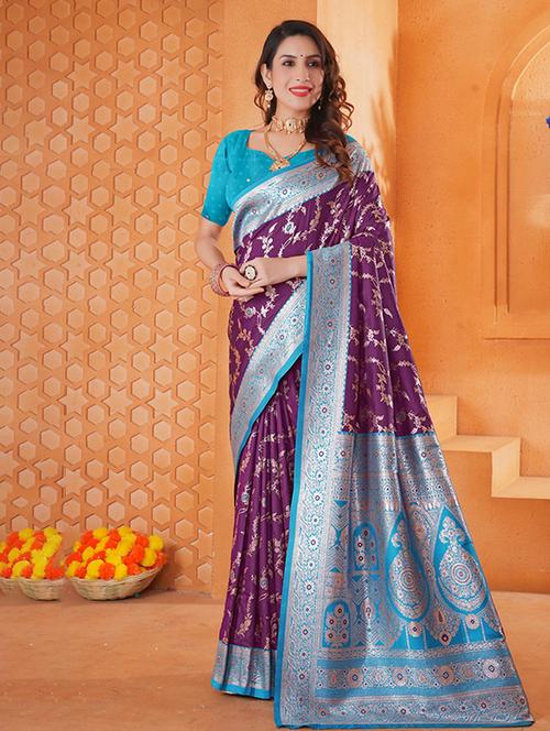 women self design banarasi saree with blouse - 21968655 - Very Small Image - 1
