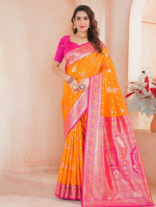 women self design banarasi saree with blouse - 21968660 - Very Small Image - 1