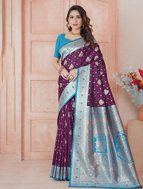 women self design banarasi saree with blouse - 21968662 - Very Small Image - 1