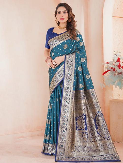 women self design banarasi saree with blouse - 21968663 - Very Small Image - 1