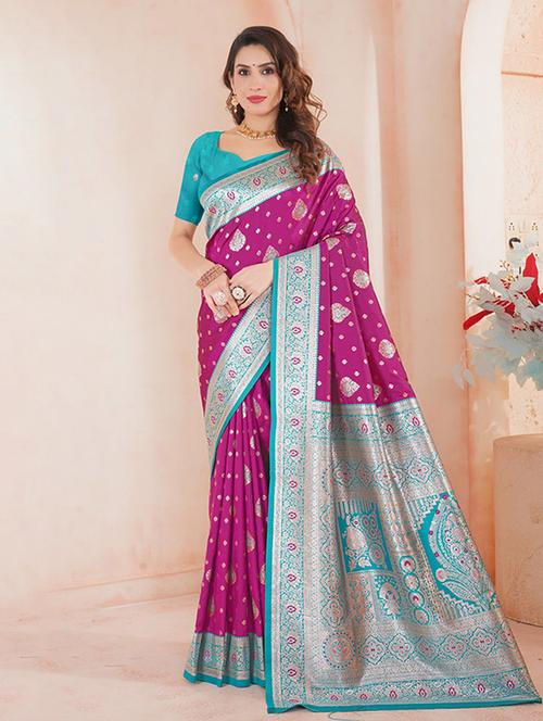 women self design banarasi saree with blouse - 21968665 - Very Small Image - 1