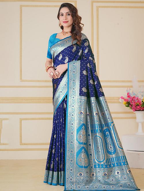 women self design banarasi saree with blouse - 21968745 - Very Small Image - 1