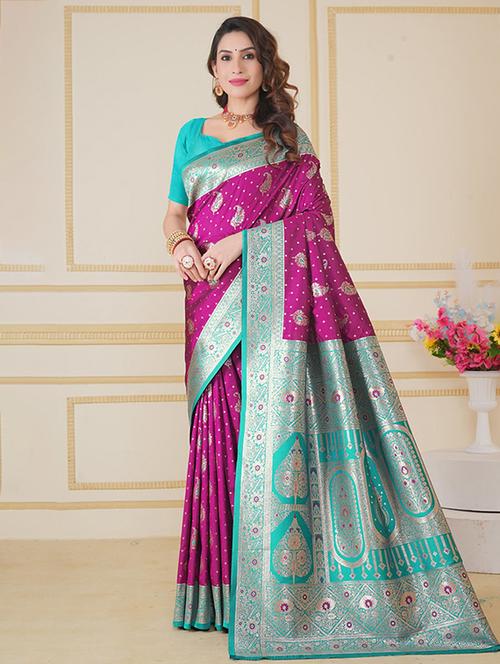 women self design banarasi saree with blouse - 21968747 - Very Small Image - 1