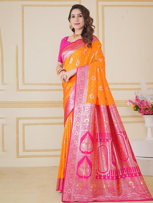 women self design banarasi saree with blouse - 21968748 - Very Small Image - 1