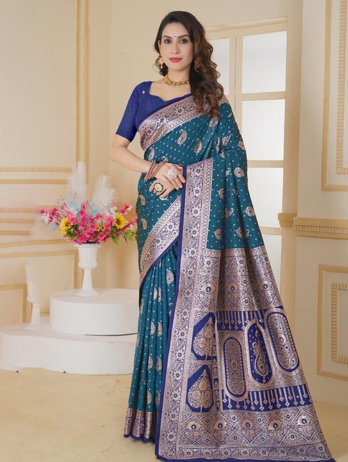 women self design banarasi saree with blouse - 21968751 - Very Small Image - 1