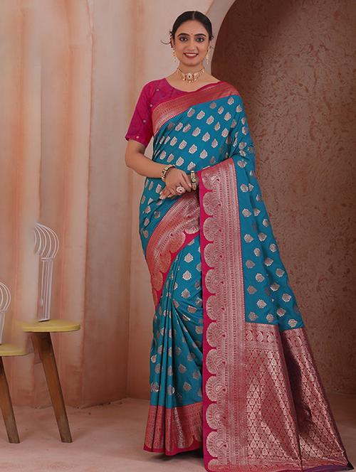 women self design banarasi saree with blouse - 21968759 - Very Small Image - 1