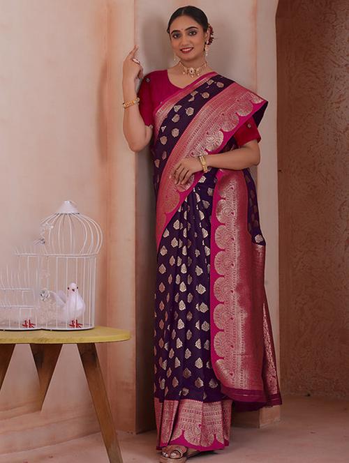 women self design banarasi saree with blouse - 21968760 - Very Small Image - 1