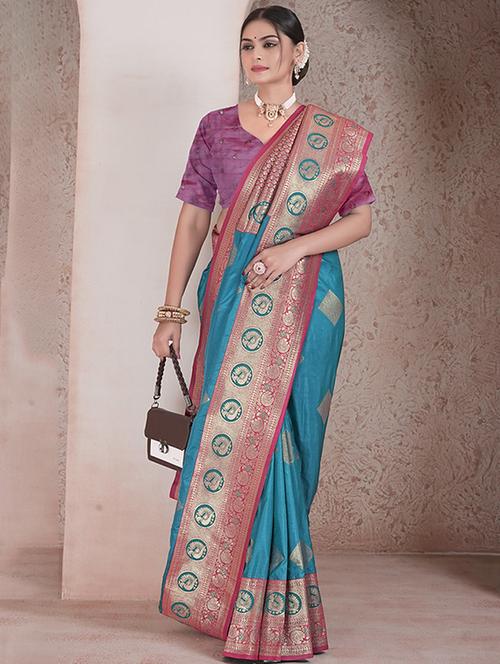 women self design banarasi saree with blouse - 21968767 - Very Small Image - 1