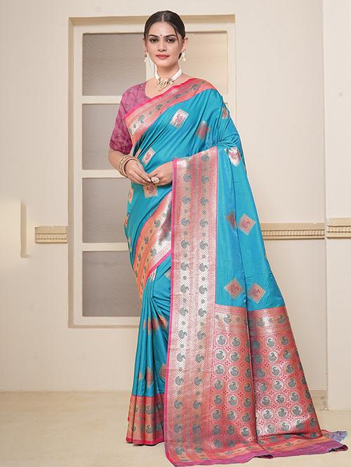 women self design banarasi saree with blouse - 21968775 - Very Small Image - 1