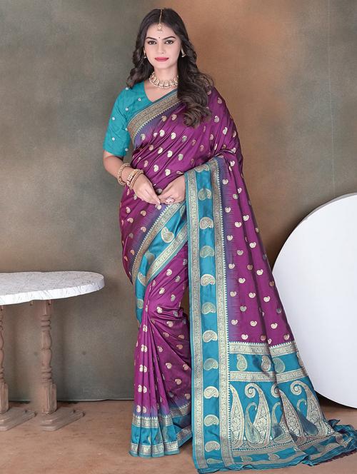women self design banarasi saree with blouse - 21968781 - Very Small Image - 1