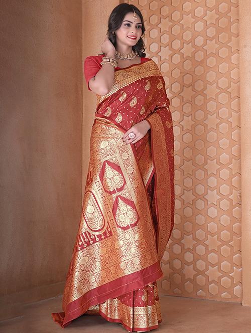 women self design banarasi saree with blouse - 21968784 - Very Small Image - 1