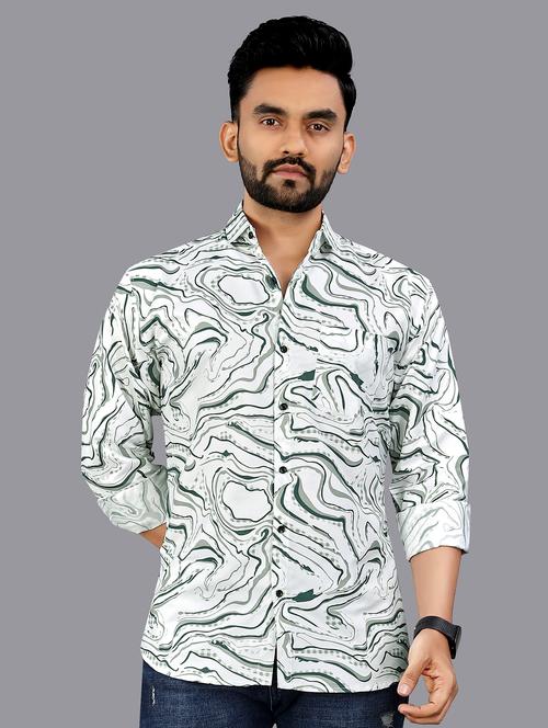 men printed long sleeve regular fit casual shirt - 21968988 - Very Small Image - 1